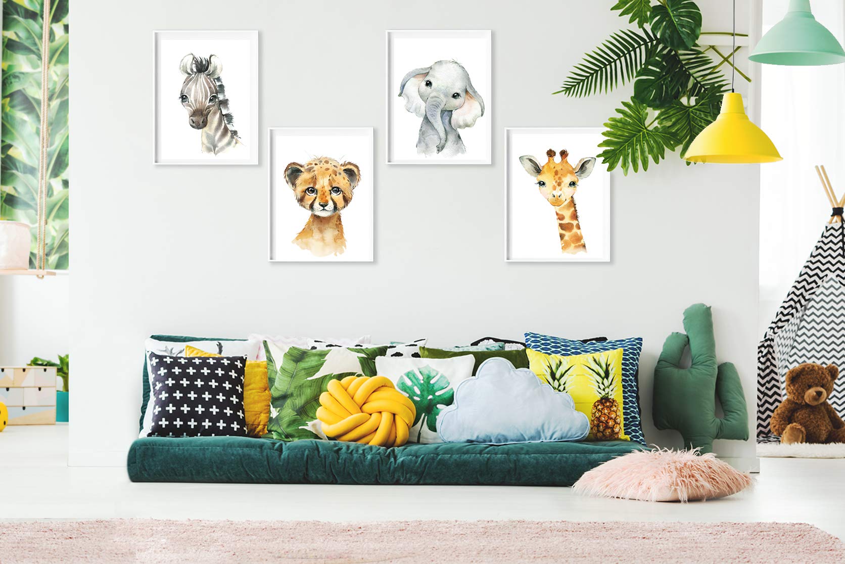 artpin® 4er Set Poster Kinderzimmer - A4 Bilder Babyzimmer - Deko Junge Mädchen