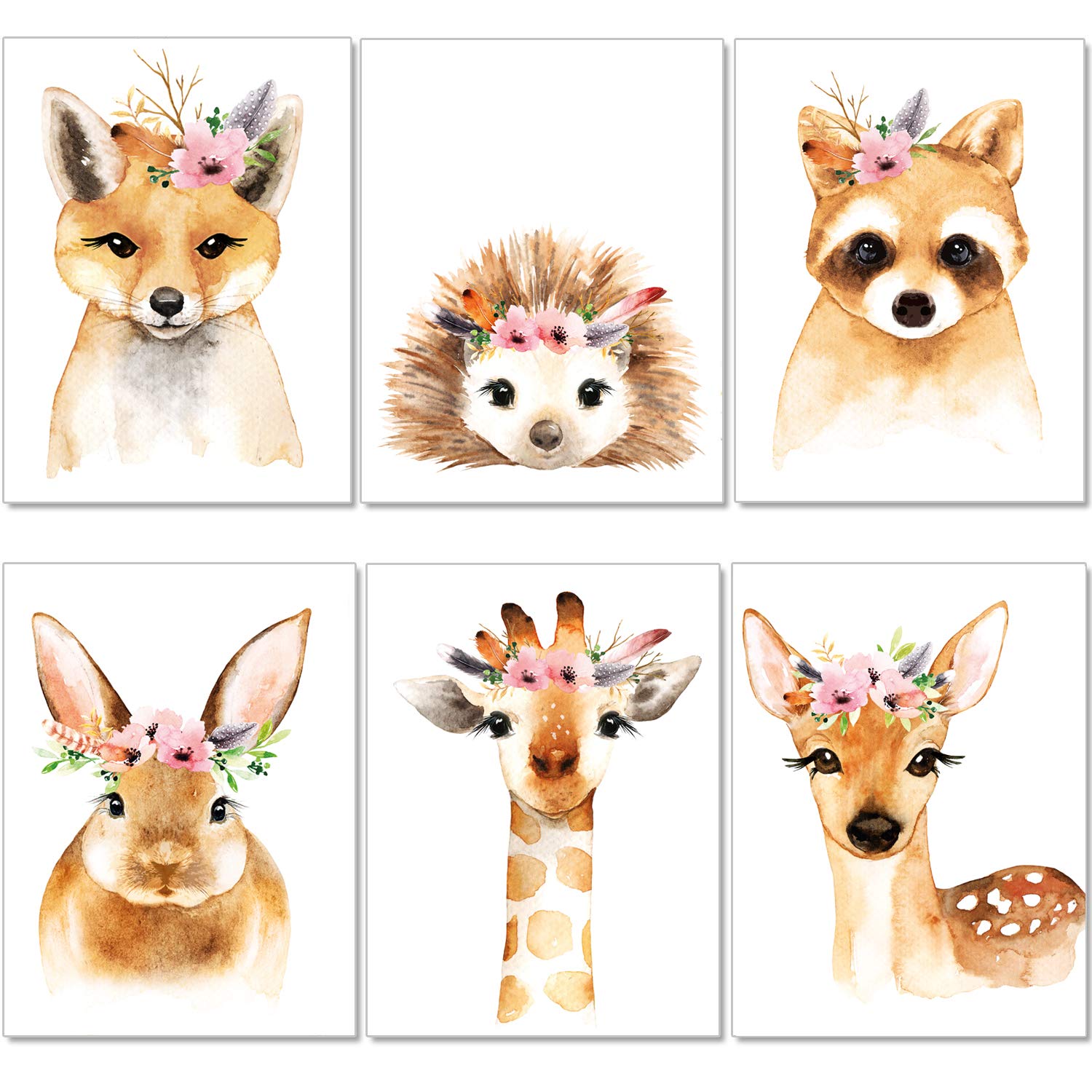 artpin® 6er Set Poster Kinderzimmer - A4 Bilder Babyzimmer - Boho Deko Mädchen Wandbilder P39