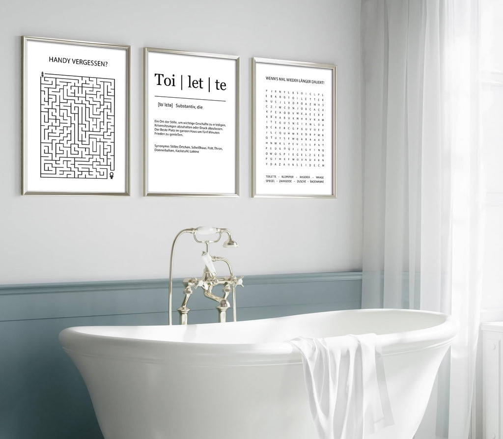 artpin® Badezimmer Poster – Lustige & moderne Wandbilder fürs WC und Bad