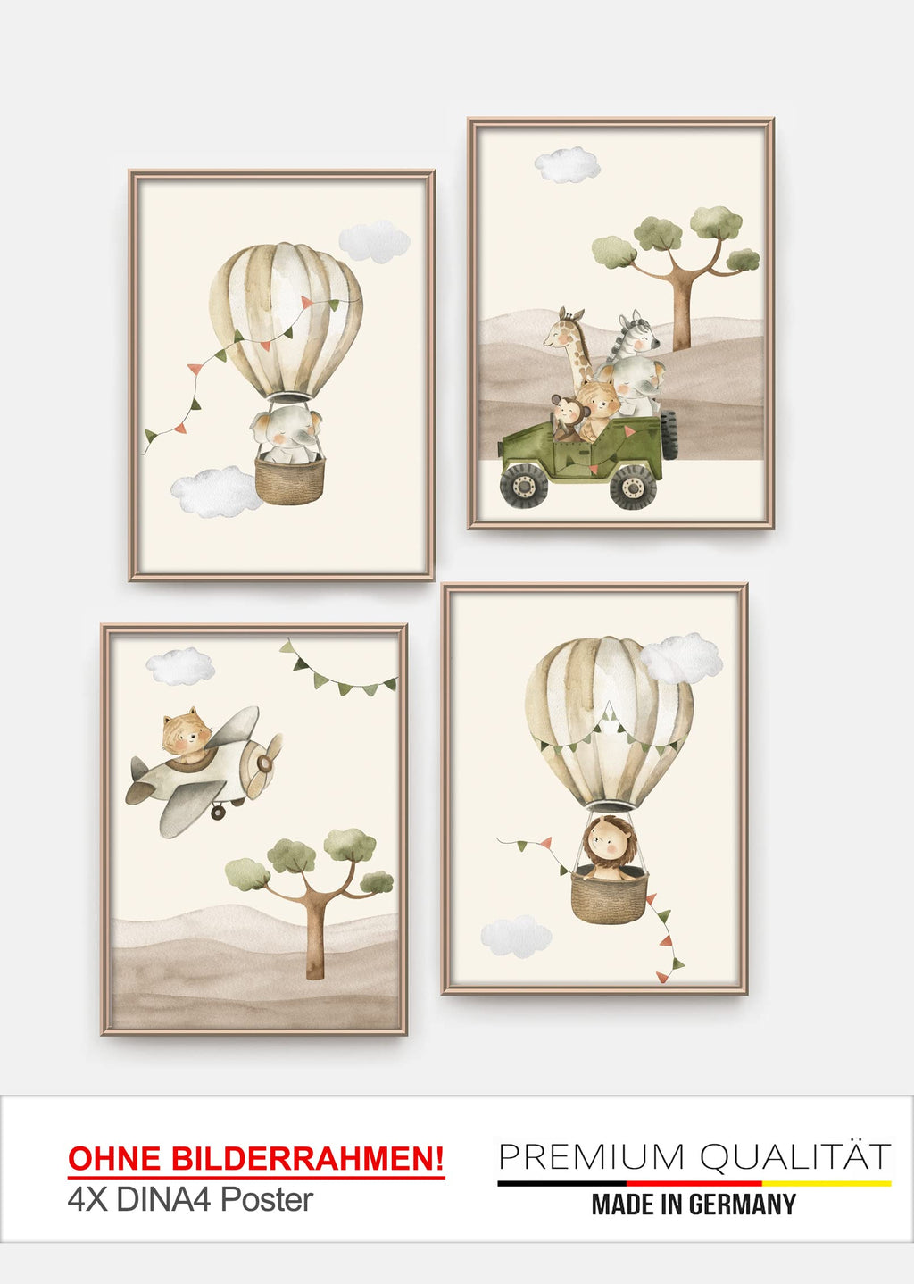 artpin® 8er Set Poster Kinderzimmer - A4 Bilder Babyzimmer - Deko Mädchen Junge