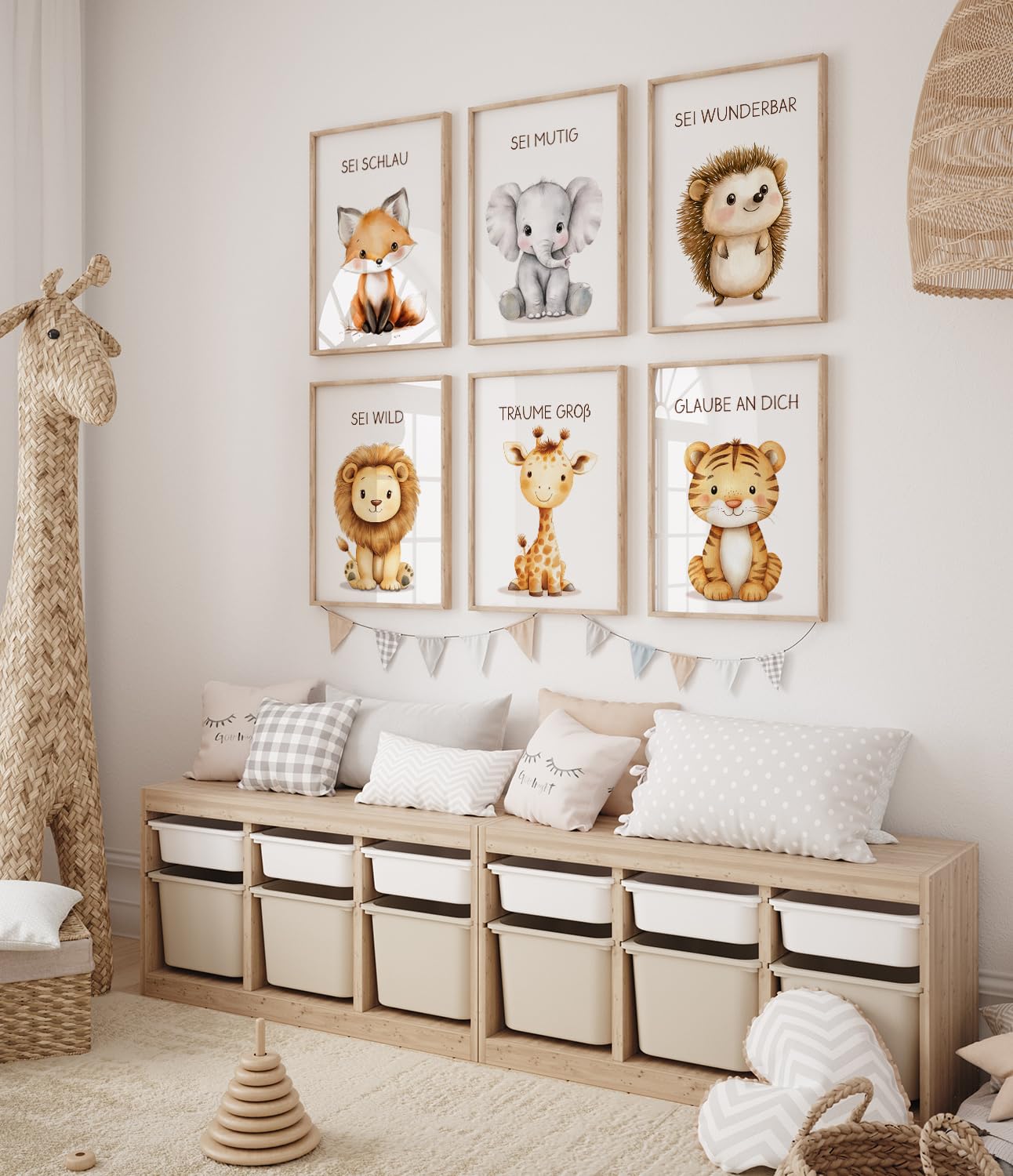 artpin® 8er Set Poster Kinderzimmer - A4 Bilder Babyzimmer - Deko Mädchen Junge