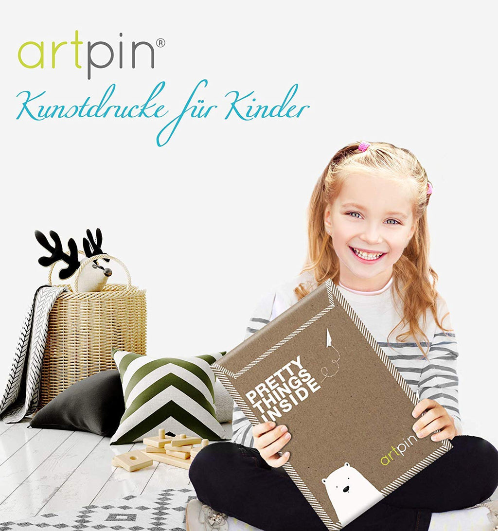 artpin® 4er Set Poster Kinderzimmer - A4 Bilder Babyzimmer - Deko Junge Mädchen