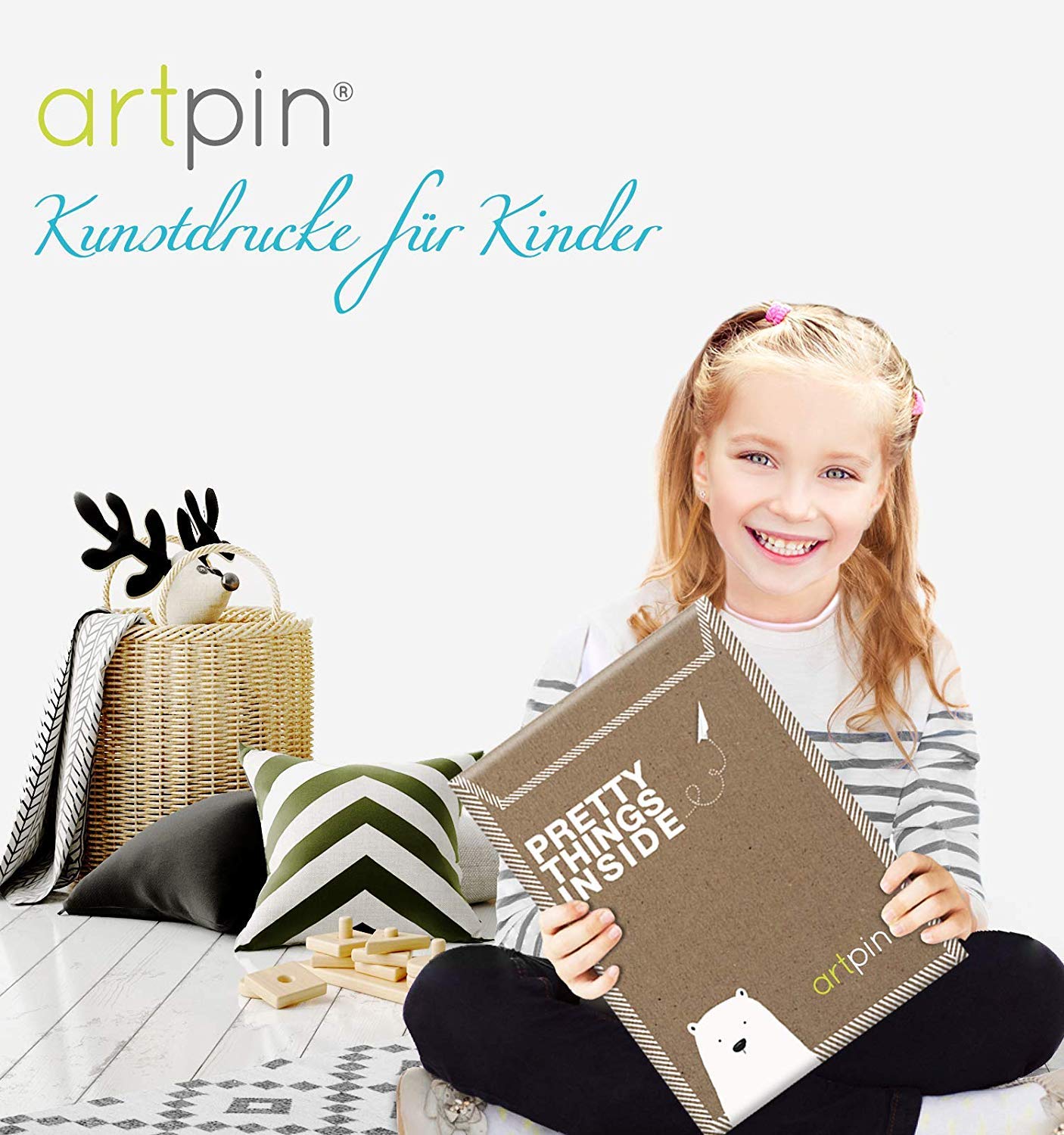 artpin® 4er Set Poster Kinderzimmer - A4 Bilder Babyzimmer - Deko Junge Mädchen