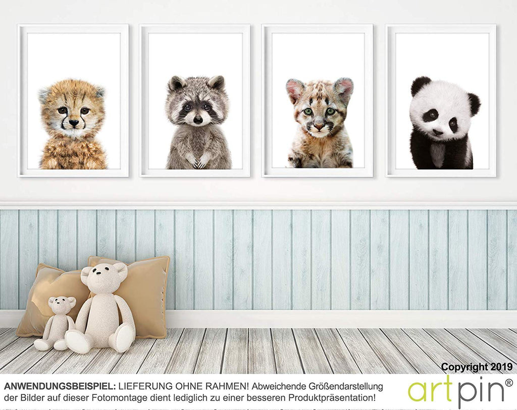 artpin® 4er Set Poster Kinderzimmer - A4 Bilder Babyzimmer - Deko Junge Mädchen