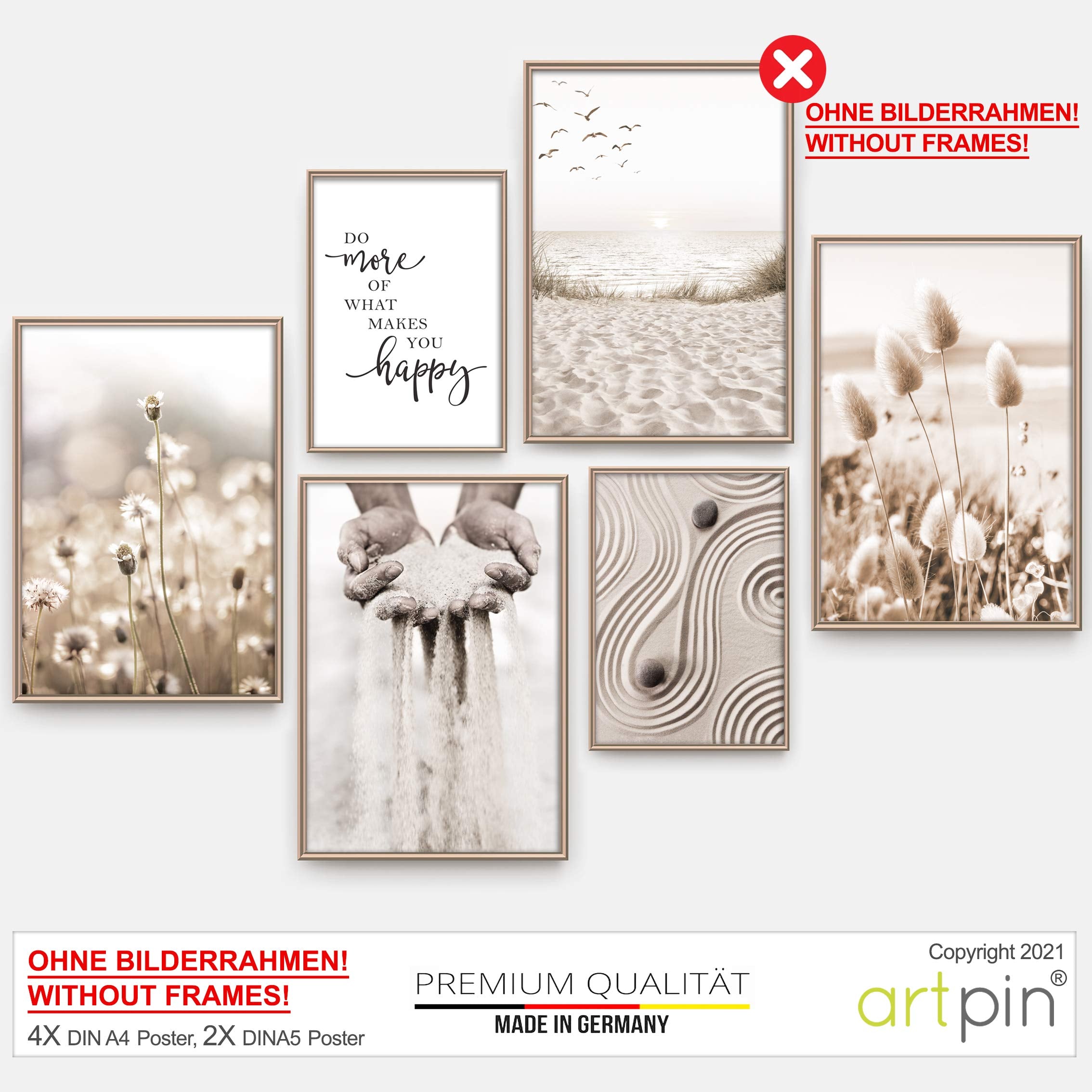 artpin® Moderne Poster Set - Bilder Wohnzimmer Deko Schlafzimmer - Bilderwand ohne Rahmen