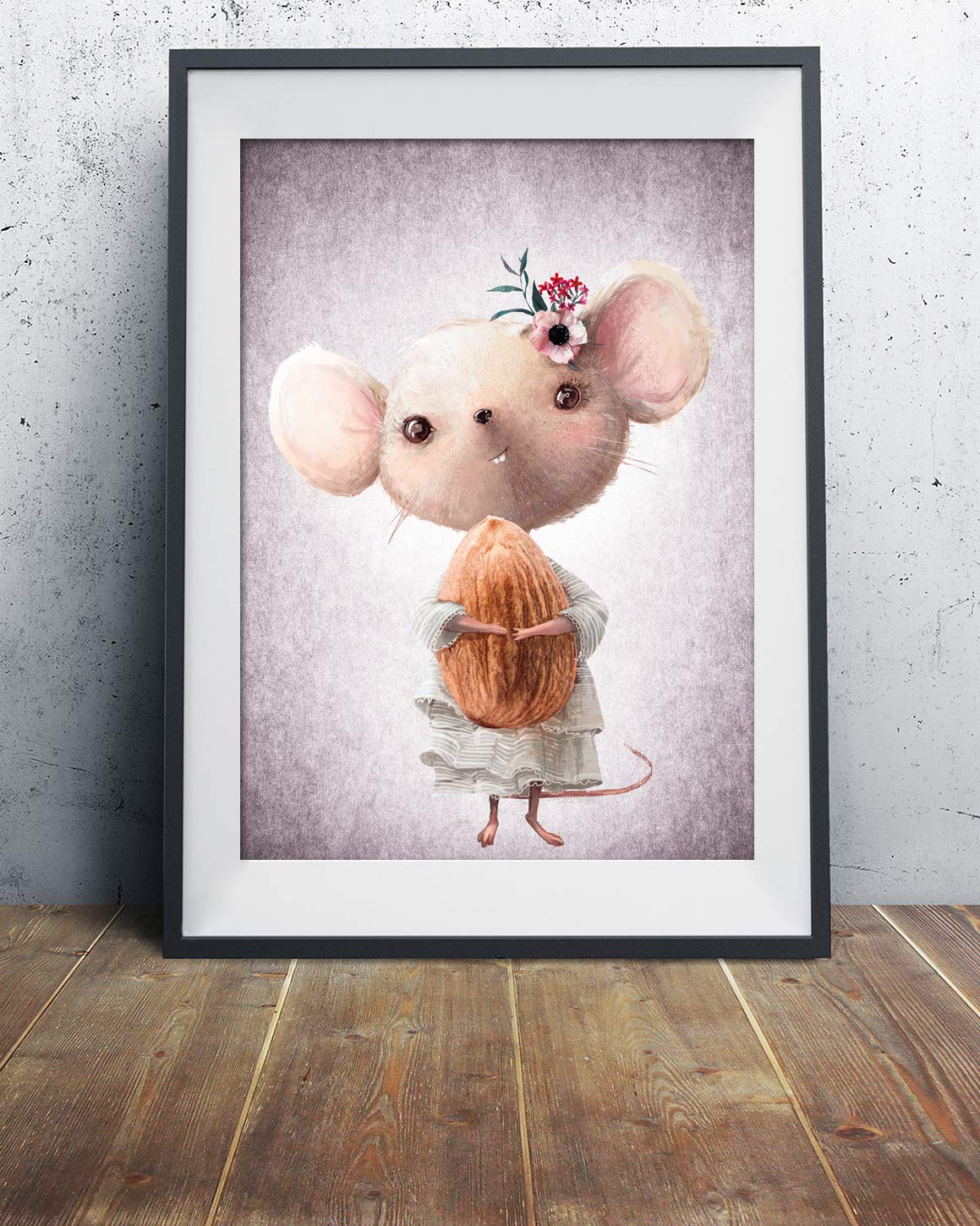 artpin® 4er Set Bilder Kinderzimmer - A4 Poster Babyzimmer - Maus Fuchs Hase pastellfarben Deko Mädchen Junge P56