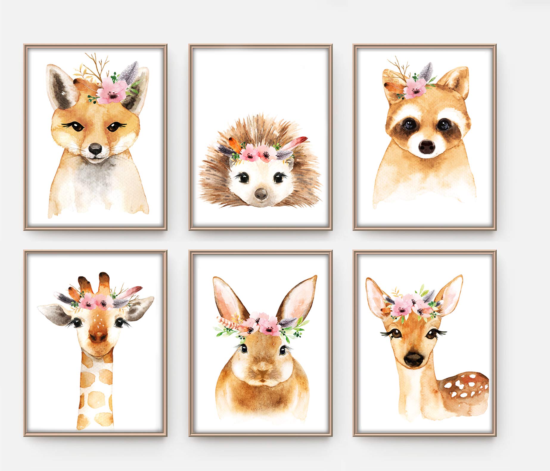 artpin® 6er Set Poster Kinderzimmer - A4 Bilder Babyzimmer - Boho Deko Mädchen Wandbilder P39