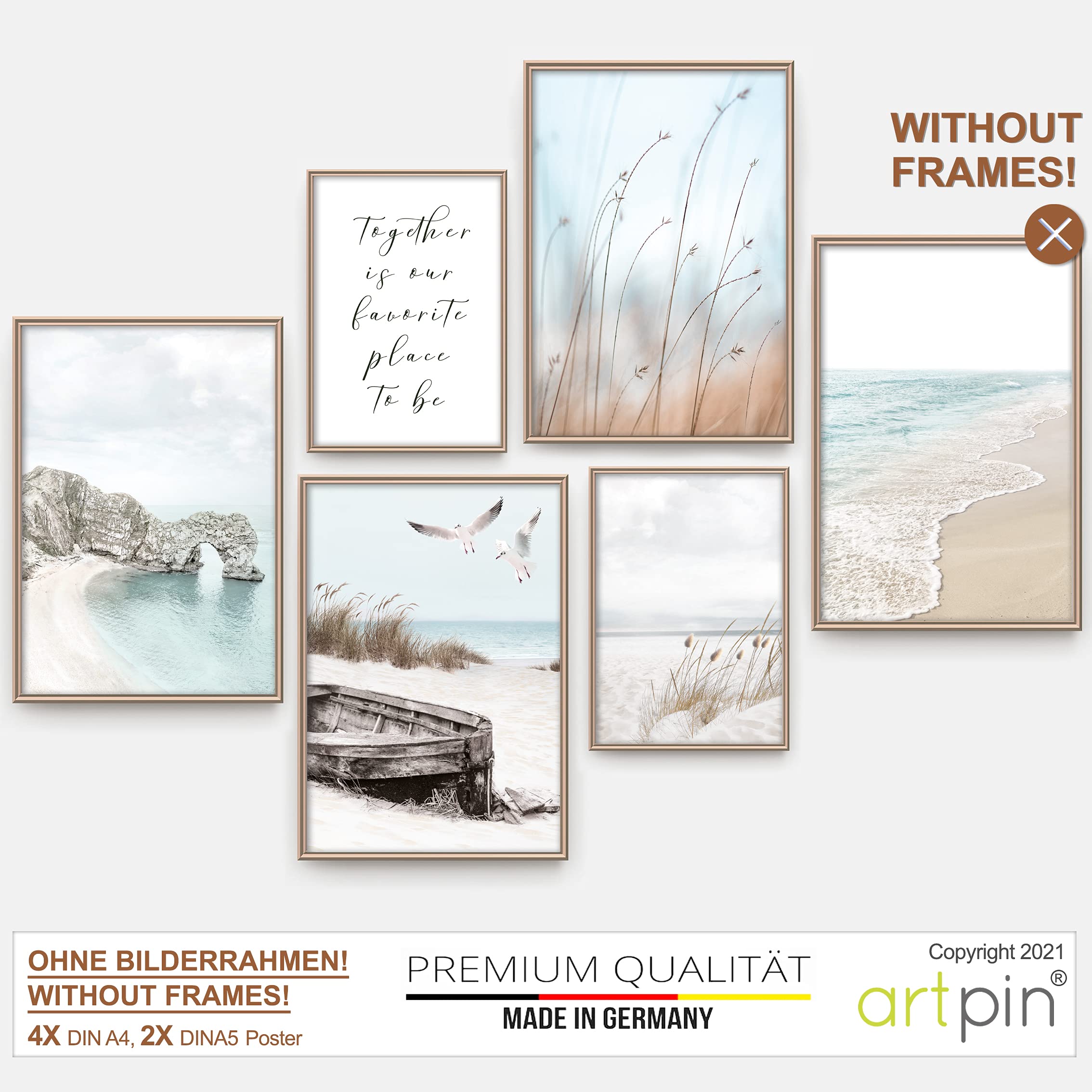 artpin® Moderne Poster Set - Bilder Wohnzimmer Deko Schlafzimmer - Bilderwand ohne Rahmen