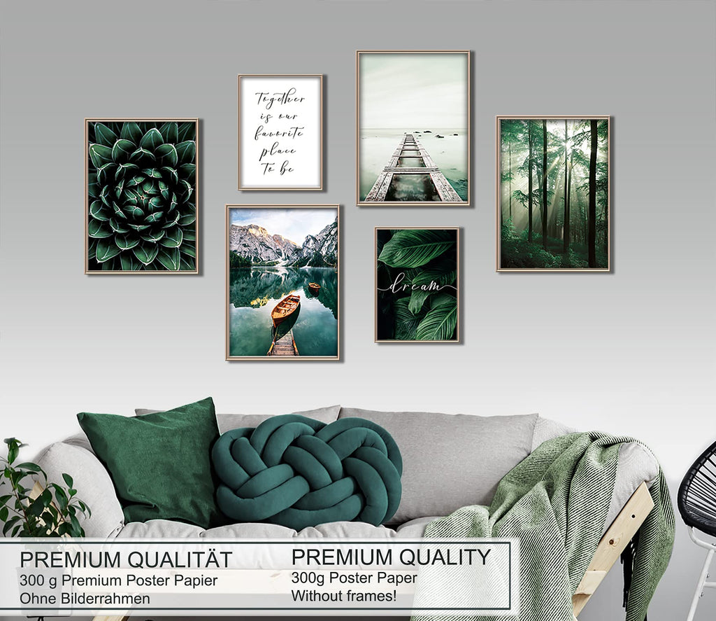 artpin® 6er Poster Set Wohnzimmer - Bilder Deko Schlafzimmer - Stilvolle Wandbilder - A4 ohne Bilderrahmen