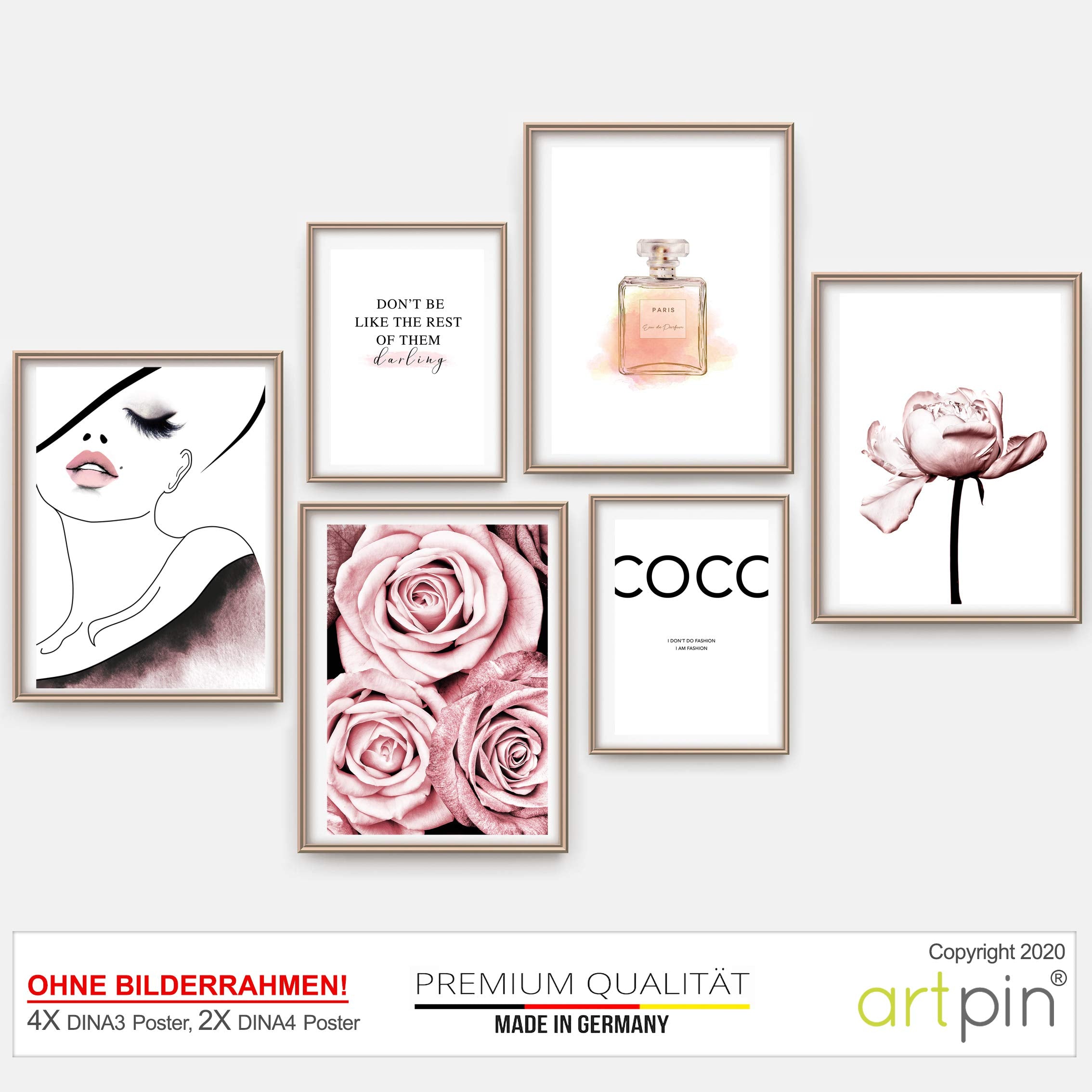 artpin® Moderne Poster Set - Bilder Wohnzimmer Deko Schlafzimmer - Bilderwand ohne Rahmen
