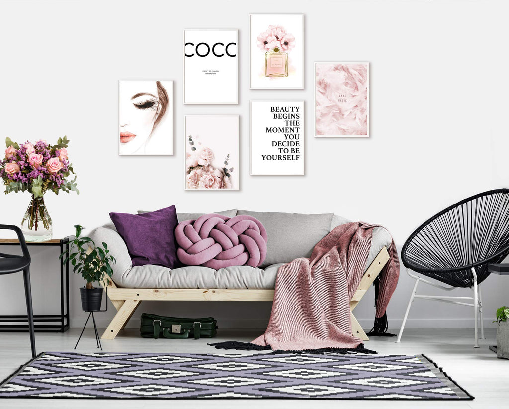 artpin® 6er Poster Set Wohnzimmer - Bilder Deko Schlafzimmer - Stilvolle Wandbilder - A4 ohne Bilderrahmen