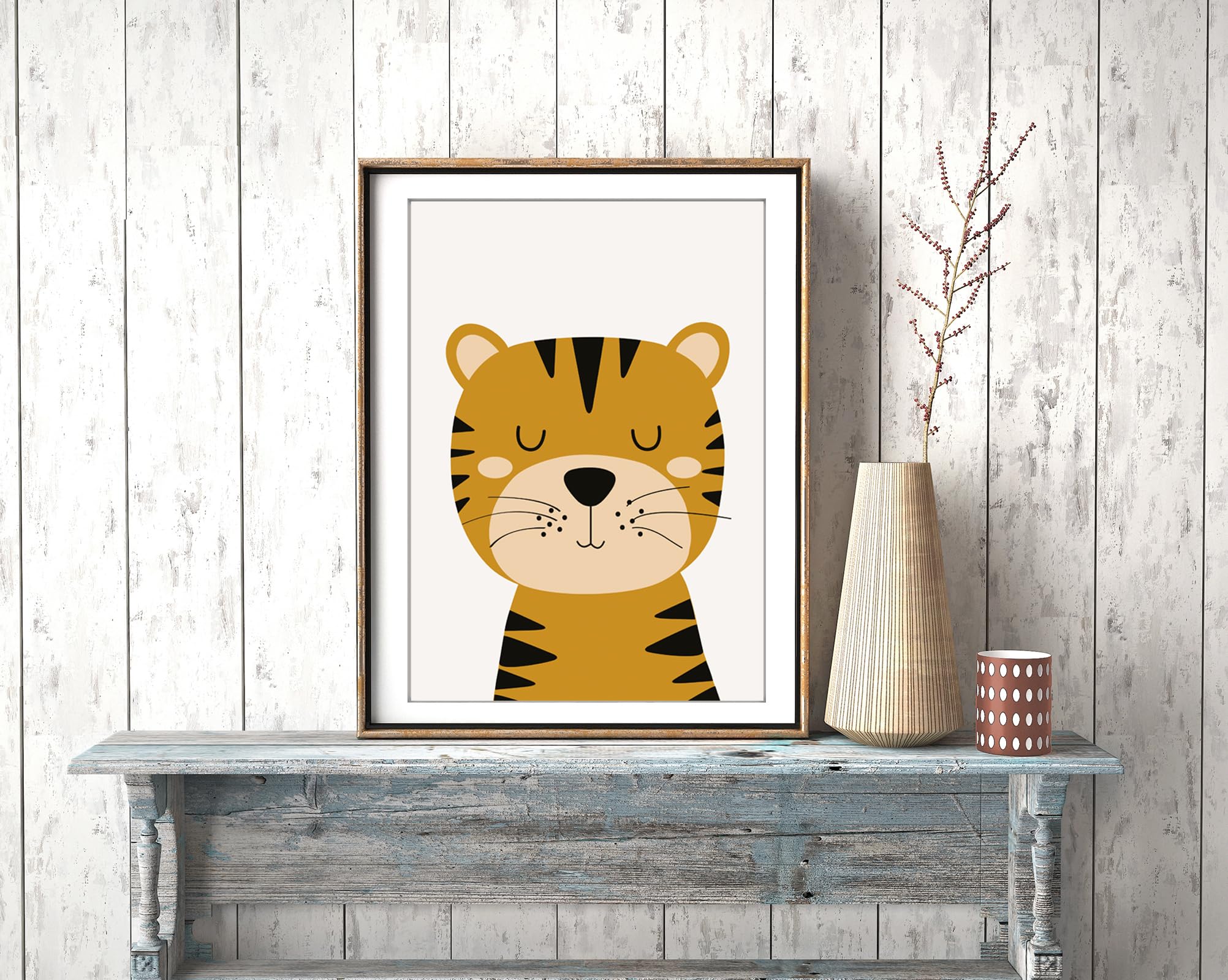 artpin® Poster Kinderzimmer, 6er Set Bilder Babyzimmer, Boho Safari Regenbogen A4 (K2)