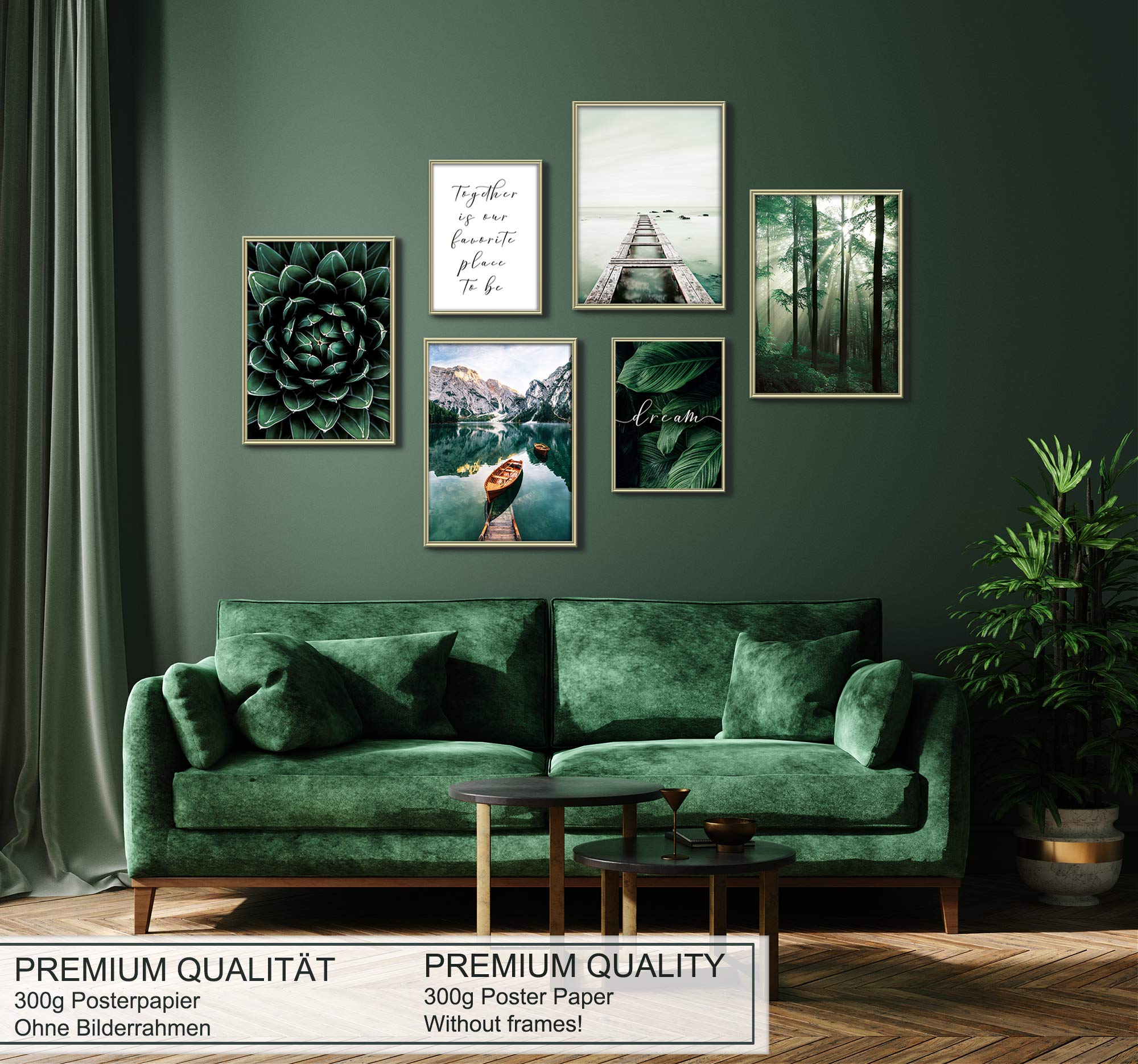artpin® 6er Poster Set Wohnzimmer - Bilder Deko Schlafzimmer - Stilvolle Wandbilder - A4 ohne Bilderrahmen